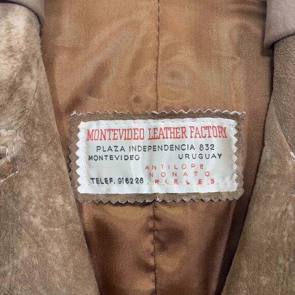 Vintage Montevideo Leather Factory Uruguay Brown Suede Blazer Jacket Mens - Picture 2 of 15